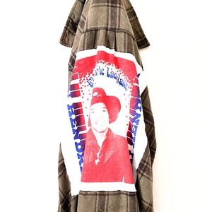 Jimi Hendrix Bleached Out Vintage Wash Electric Ladyland Raw Cut Band Flannel